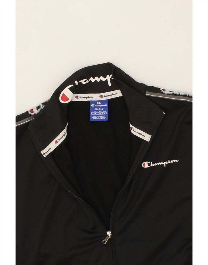 CHAMPION Womens Oversized Graphic Tracksuit Top Jacket UK 10 Small Black Vintage Champion and Second-Hand Champion from Messina Hembry 