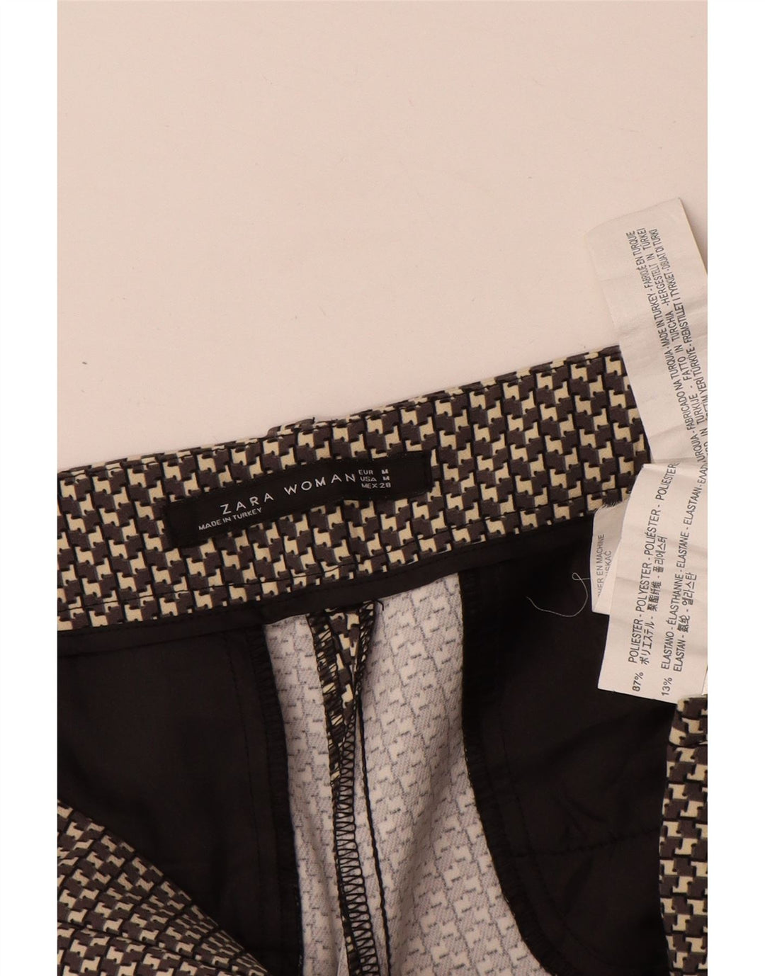 Zara Γυναικείο Slim Casual Παντελόνι Μεσαίο W28 L29 Γκρι γεωμετρικό πολυεστέρα
