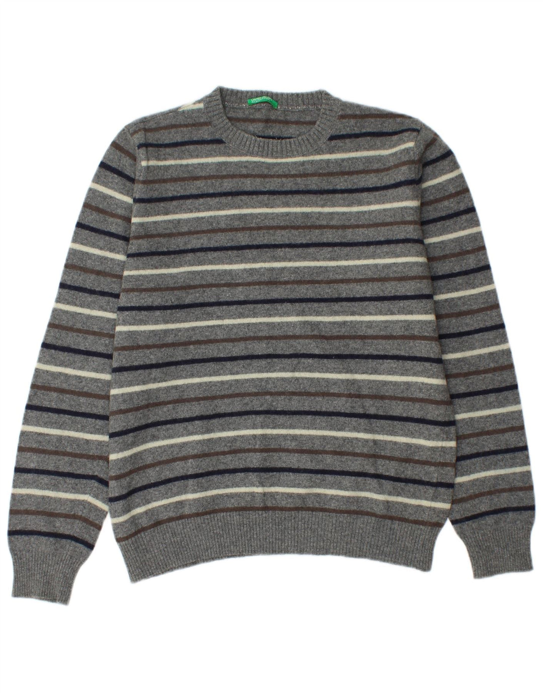 Ανδρικό πουλόβερ Benetton Crew Neck Jumper με μεσαίο γκρι ριγέ