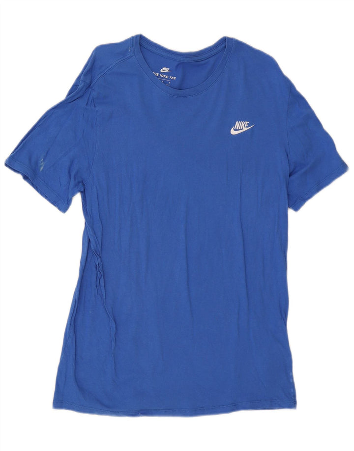 Ανδρικό μπλουζάκι Nike με κοψί και μεγάλο μπλε βαμβακερό μπλουζάκι