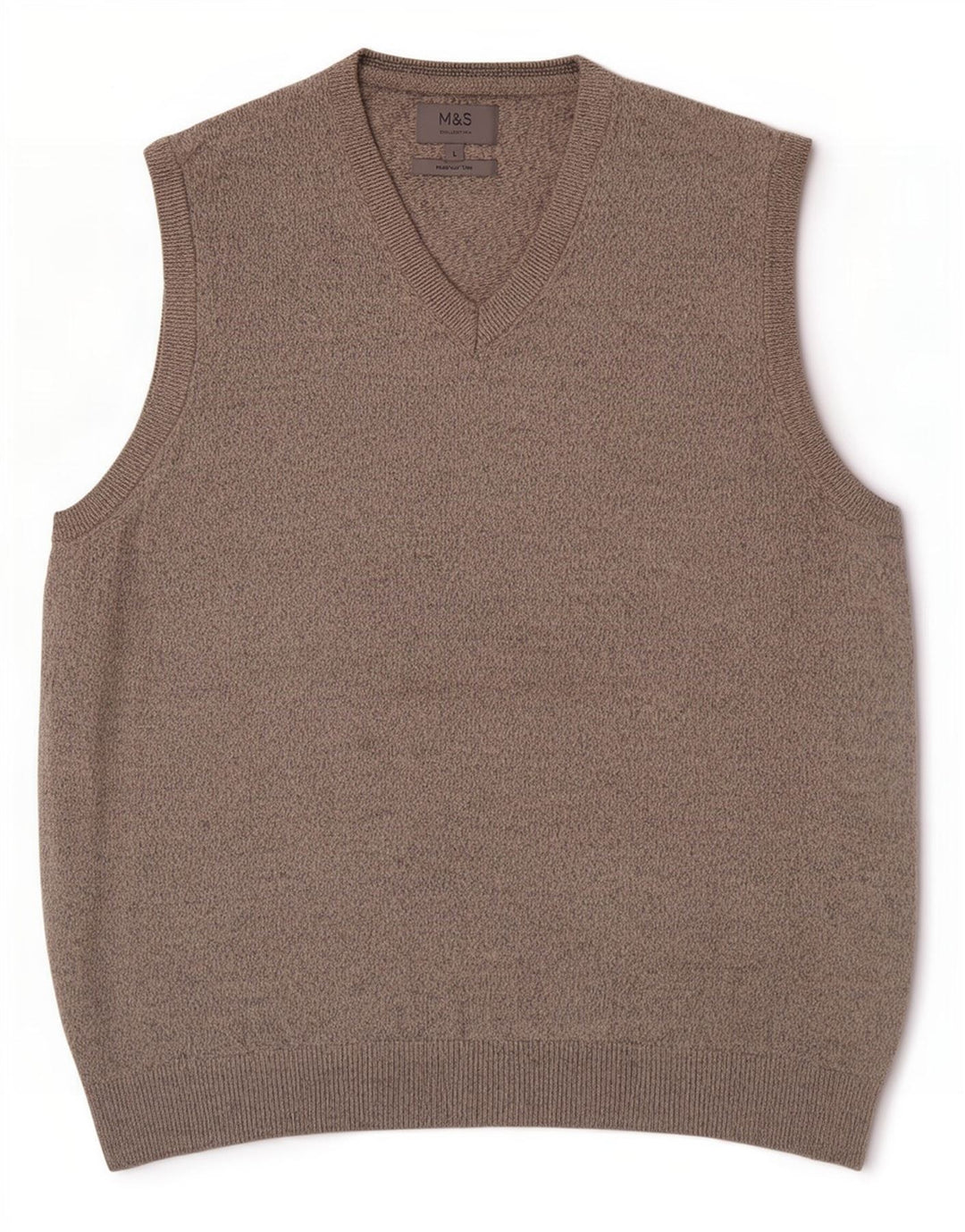 Marks & Spencer Ανδρικό γιλέκο Tank Top Large Beige Flecked Cotton