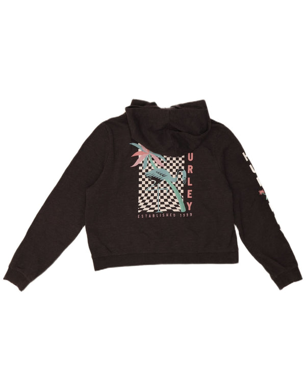 Hurley Womens Crop Graphic Hoodie Jumper UK 18 XL Γκρι βαμβακερό