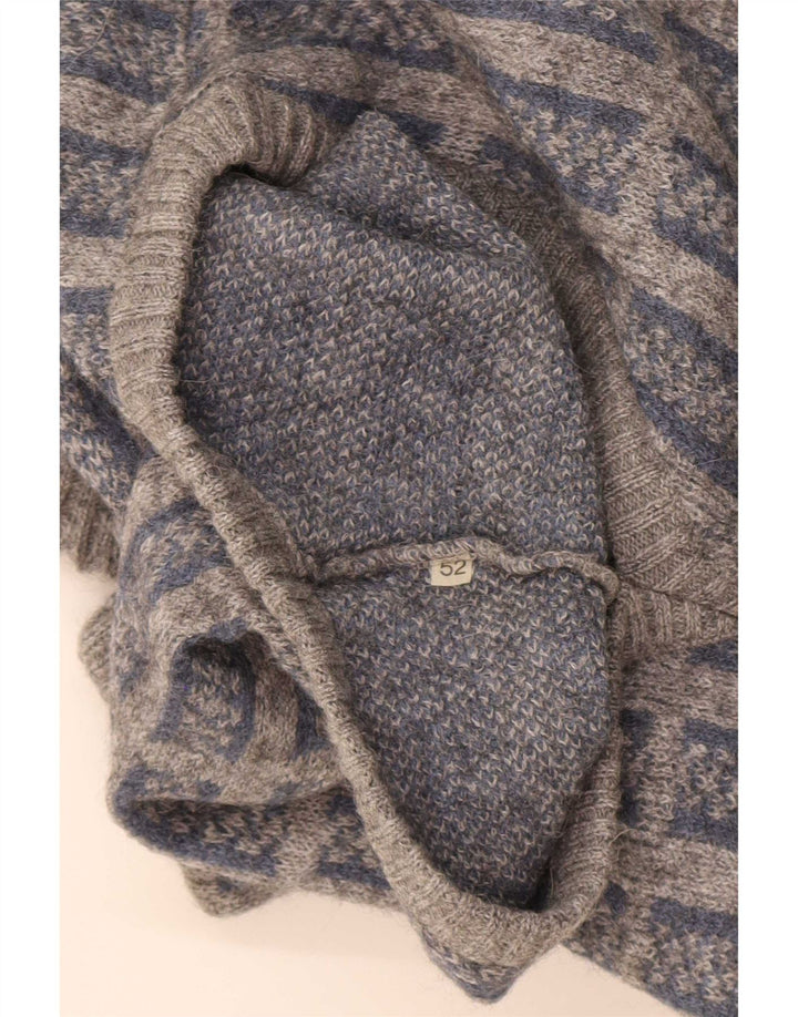 Vintage Ανδρικό πουλόβερ με λαιμόκοψη IT 52 Large Grey Check
