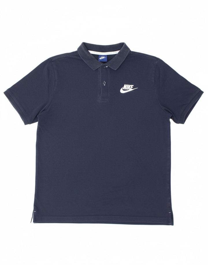 NIKE Mens Polo Shirt Medium Navy Blue Cotton