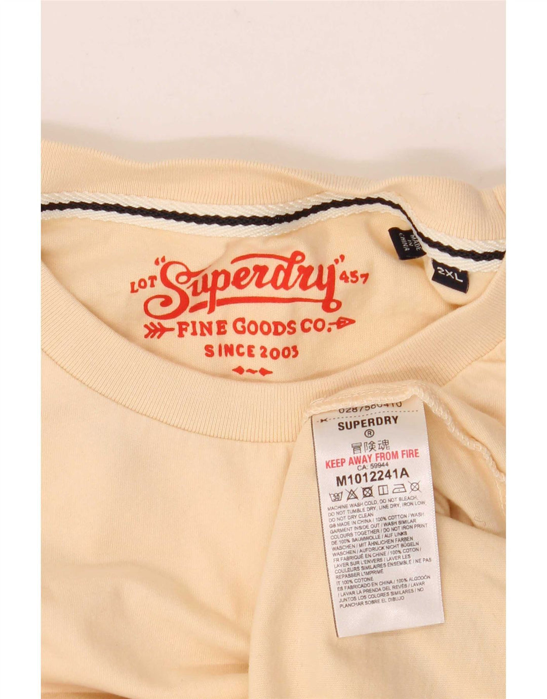 Superdry Ανδρικό T-Shirt Top 2XL Μπεζ βαμβακερό