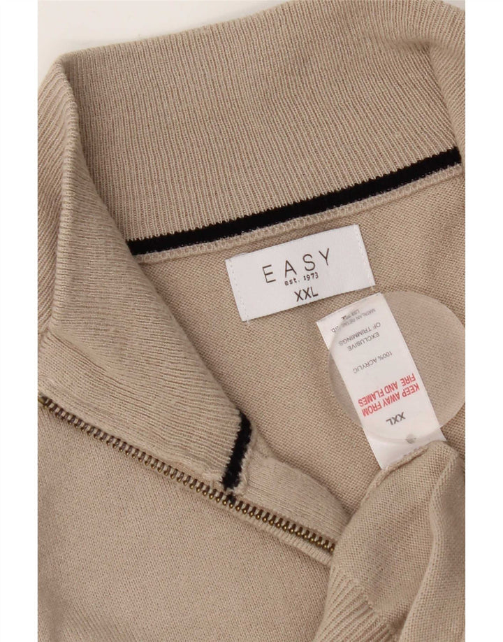 Easy Ανδρικό πουλόβερ με φερμουάρ 2XL Μπεζ Ακρυλικό