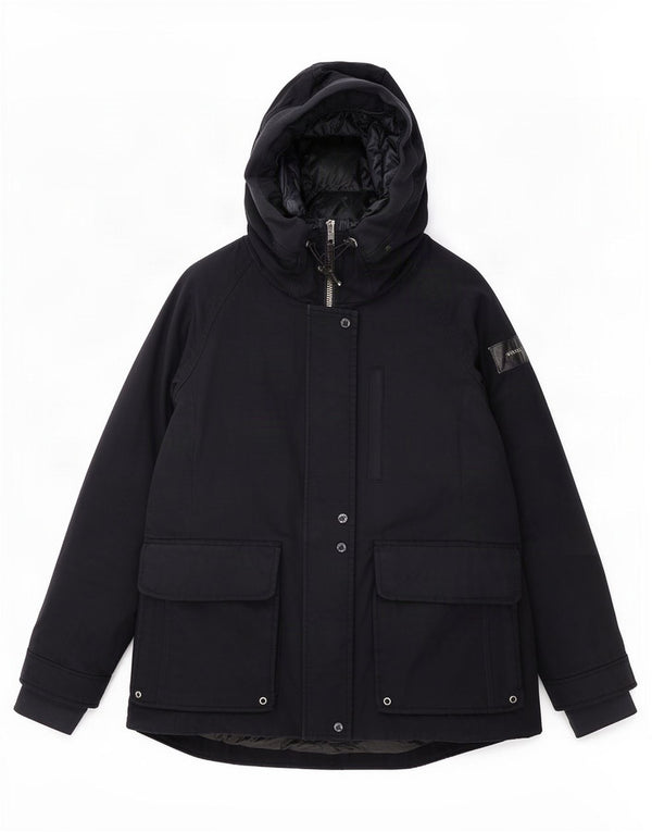 Woolrich Γυναικείο μπουφάν με κουκούλα UK 10 Small Navy Blue Cotton
