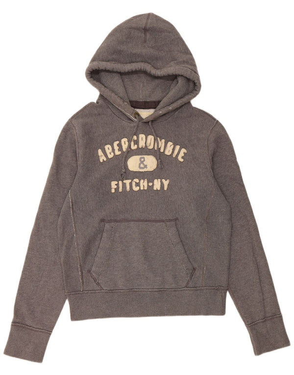 Abercrombie & Fitch Γυναικεία γραφικά κουκούλα Jumper UK 14 Medium Grey