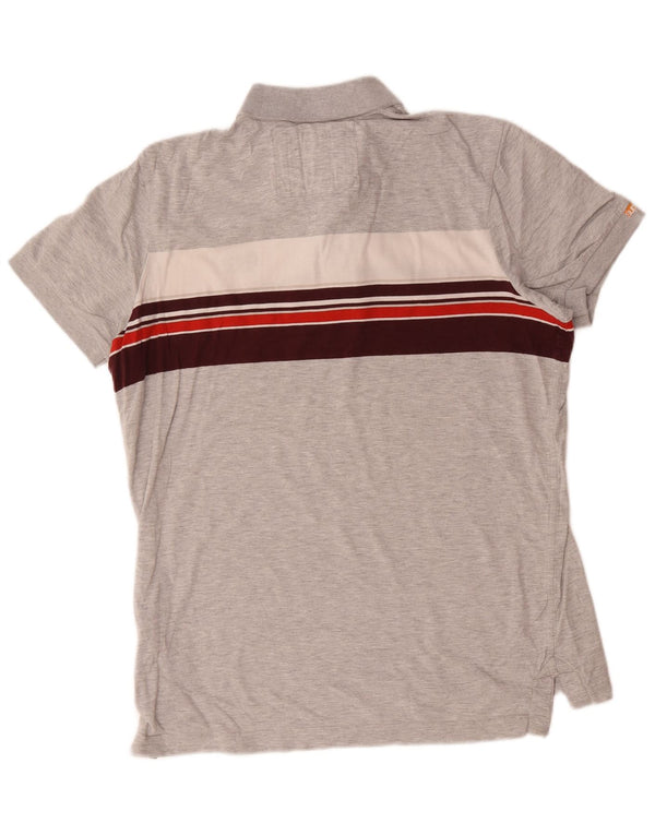 Superdry Ανδρικό Πόλο Μπλουζάκι Large Grey Colourblock Βαμβακερό