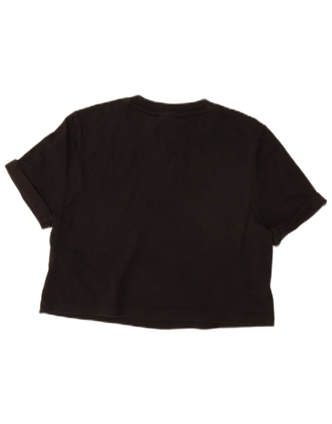Γυναικείο T-Shirt ADIDAS Crop Top UK 12 Medium Black Cotton