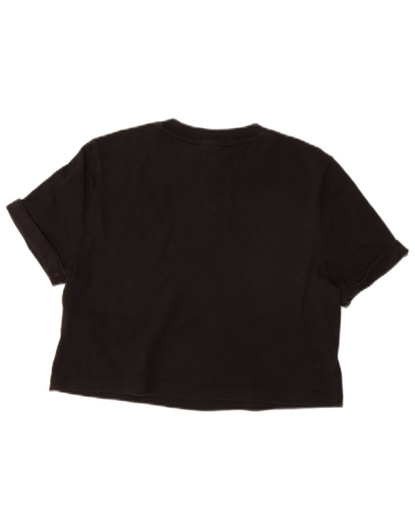 Γυναικείο T-Shirt ADIDAS Crop Top UK 12 Medium Black Cotton