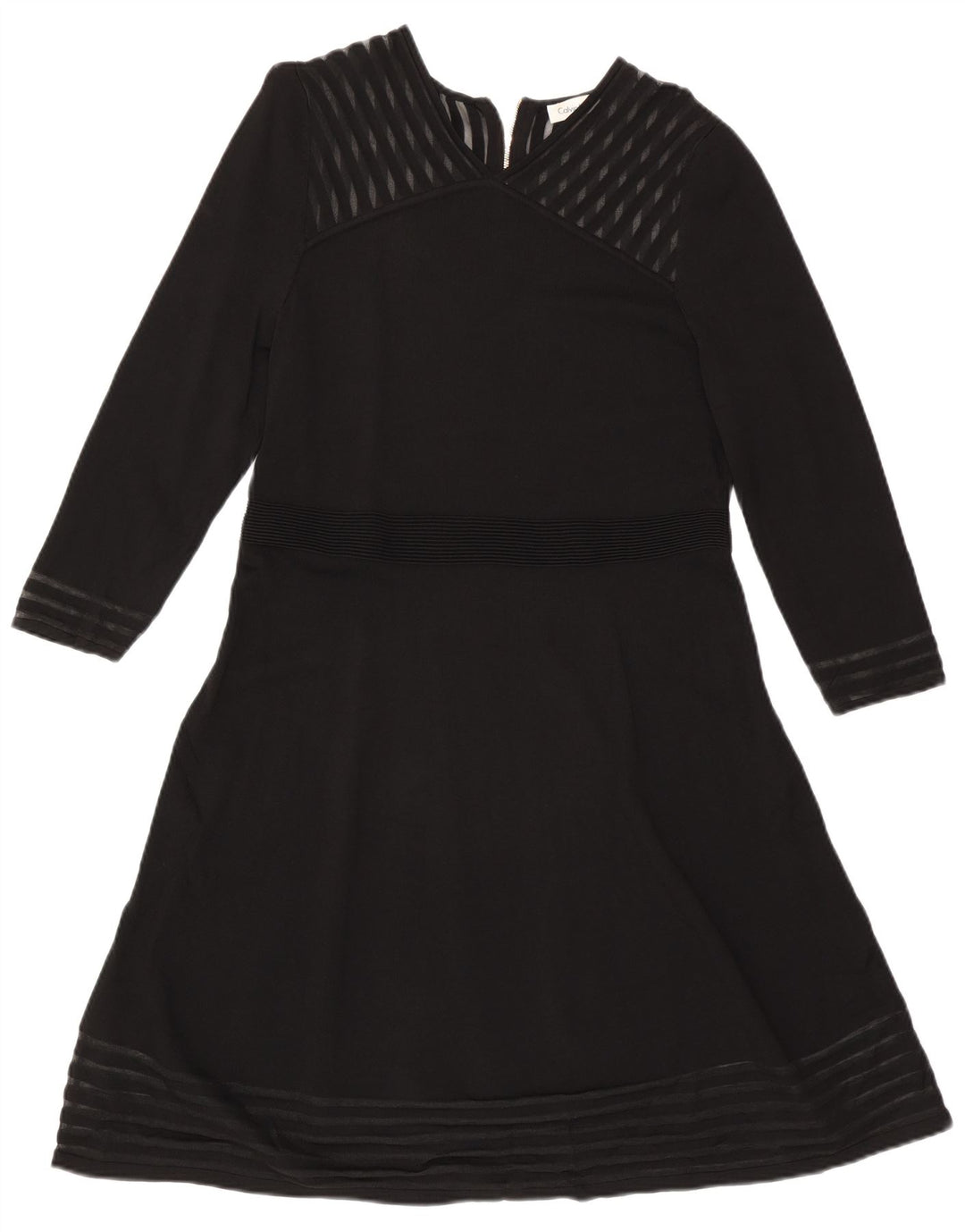 Γυναικείο μακρυμάνικο φόρεμα A-line CALVIN KLEIN UK 18 XL μαύρο ριγέ ρεγιόν