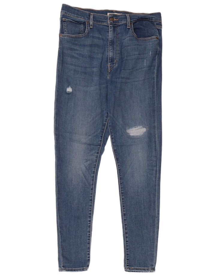 Levi's Womens Distressed Skinny Jeans W32 L30 Blue Cotton