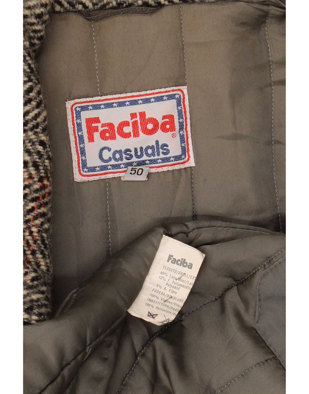Faciba Ανδρικό μπουφάν Bomber IT 50 Large Grey Check Wool