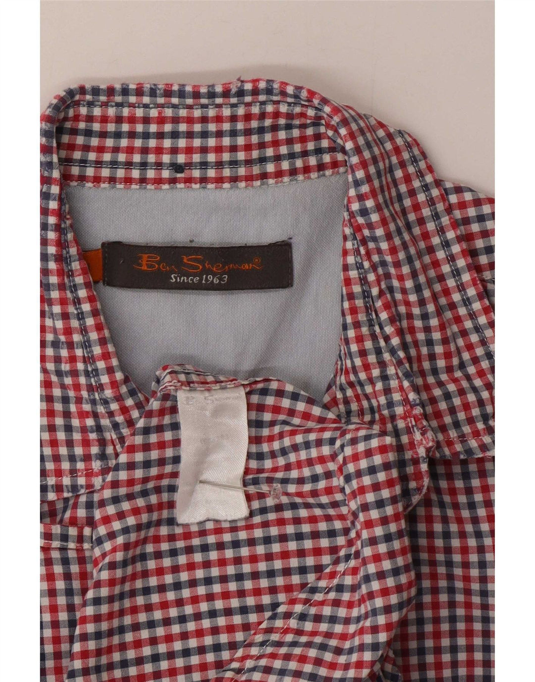 Ανδρικό κοντομάνικο πουκάμισο Ben Sherman, μεσαίο κόκκινο βαμβακερό Gingham