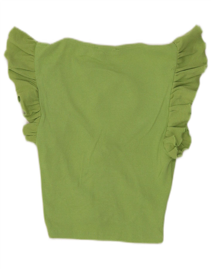 Zara Γυναικεία Μπλούζα Crop Top UK 8 Small Green