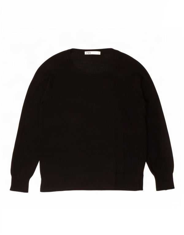 Zara Γυναικείο πουλόβερ με λαιμόκοψη UK 16 Large Μαύρο
