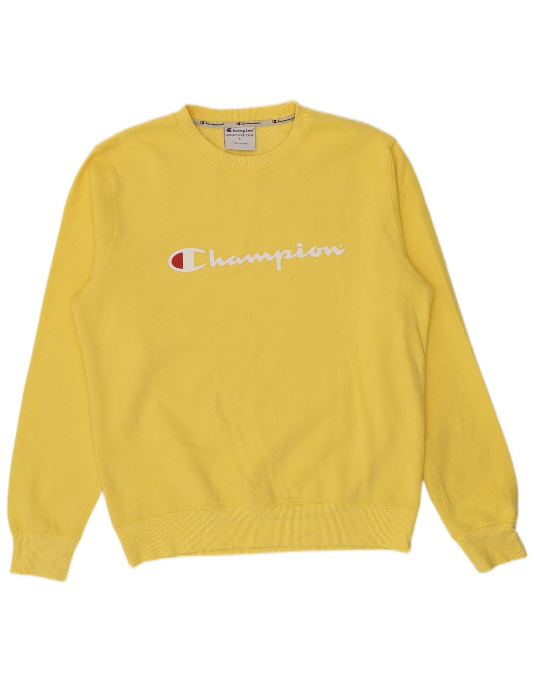 Ανδρικό γραφικό φούτερ Champion Jumper μεγάλο κίτρινο βαμβακερό