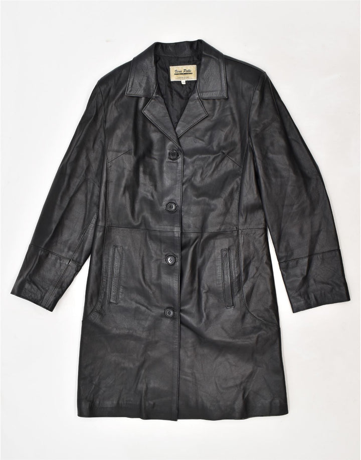 VINTAGE Γυναικείο Δερμάτινο Παλτό IT 48 XL Μαύρο Δερμάτινο