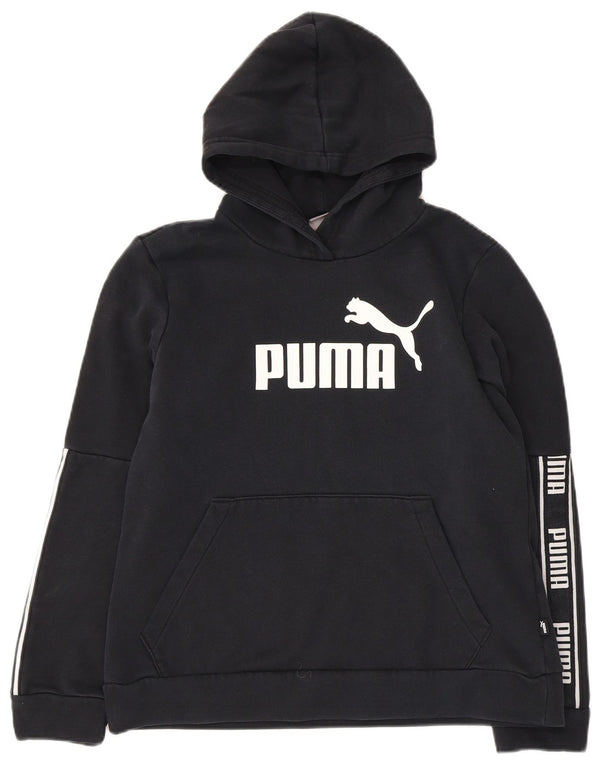 Puma Γυναικείο Γραφικό Hoodie Jumper UK 14 Large μαύρο βαμβακερό