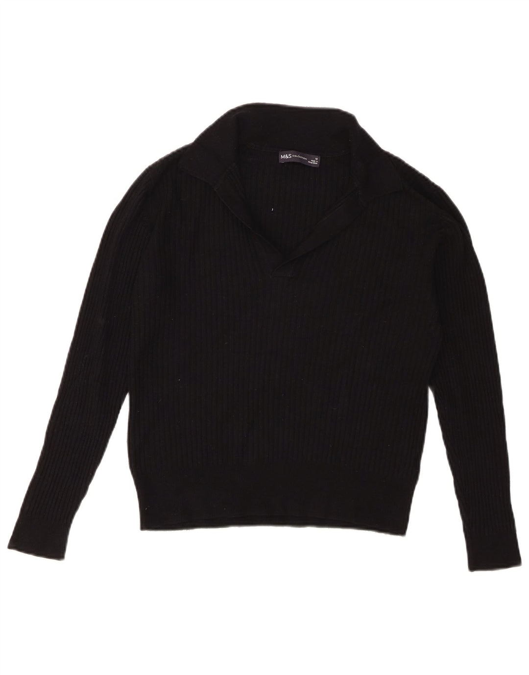 Marks & Spencer Γυναικείο πουλόβερ Crop Polo Neck Jumper UK 12 Medium Black