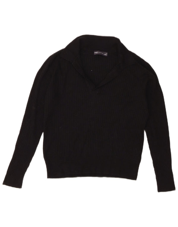 Marks & Spencer Γυναικείο πουλόβερ Crop Polo Neck Jumper UK 12 Medium Black