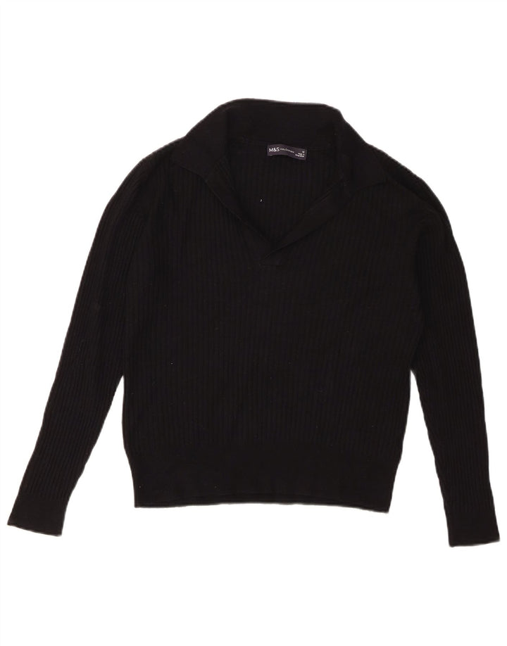 Marks & Spencer Γυναικείο πουλόβερ Crop Polo Neck Jumper UK 12 Medium Black