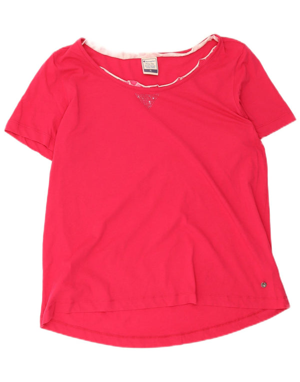 Champion Γυναικείο T-Shirt Top UK 18 XL Pink Cotton