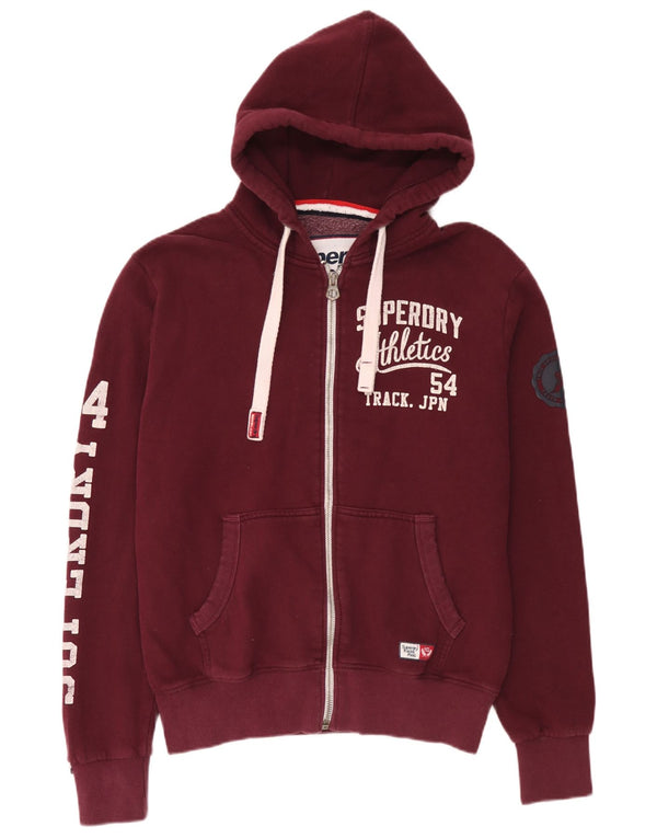 Ανδρικό πουλόβερ με κουκούλα με φερμουάρ Superdry μεγάλο βαμβακερό μπορντό
