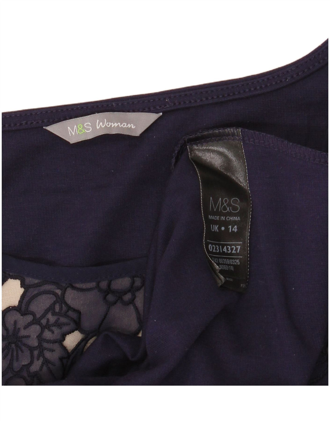 MARKS & SPENCER Γυναικείο φόρεμα A-Line UK 14 Medium Navy Blue Floral
