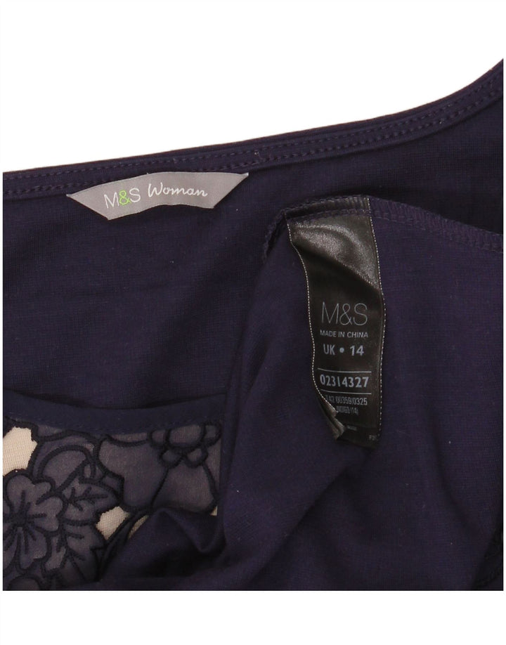 MARKS & SPENCER Γυναικείο φόρεμα A-Line UK 14 Medium Navy Blue Floral