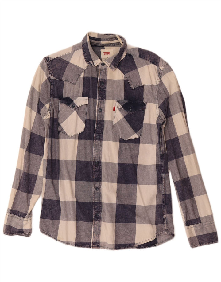 Ανδρικό φανελένιο πουκάμισο Levi's Small Navy Blue Check Cotton