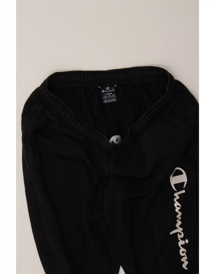 CHAMPION Mens Graphic Tracksuit Trousers Joggers Large  Black Vintage Champion and Second-Hand Champion from Messina Hembry 