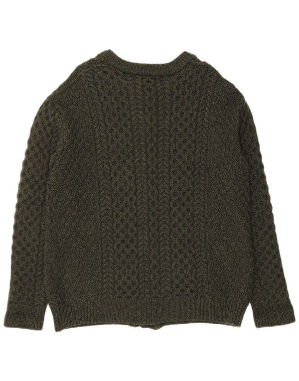 Shades Of Aran Γυναικείο πουλόβερ με ζακέτα UK 18 XL Χακί Μαλλί Merino