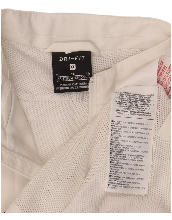 Nike Boys Dri Fit Rain Jacket 13-14 Years XL White Colorblock Polyester
