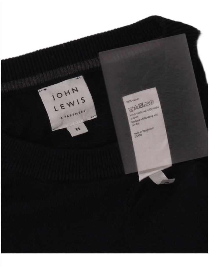 John Lewis Ανδρικό πουλόβερ με λαιμόκοψη, μεσαίο μπλε βαμβακερό