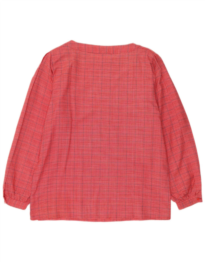 Vintage γυναικεία μακρυμάνικη μπλούζα μπλούζα UK 14 Medium Pink Check