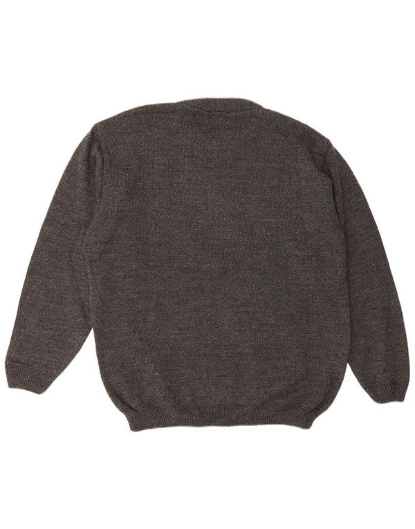 Ανδρικό πουλόβερ Basicline Crew Neck Jumper UK 42/44 Large Grey Check Acrylic