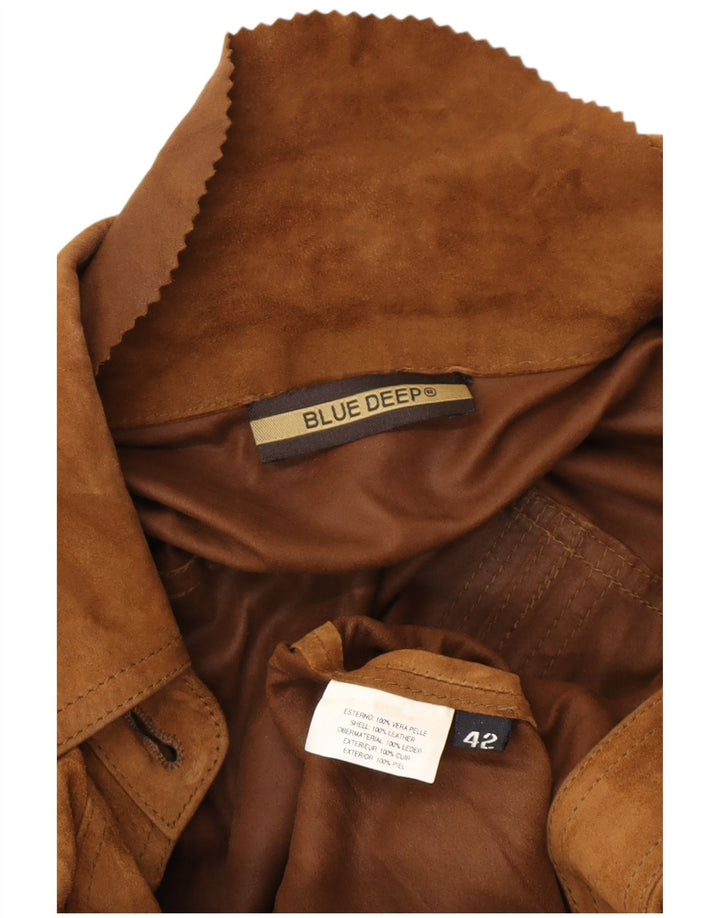 VINTAGE Γυναικείο Suede Military Jacket IT 42 Δερμάτινο μεσαίο καφέ
