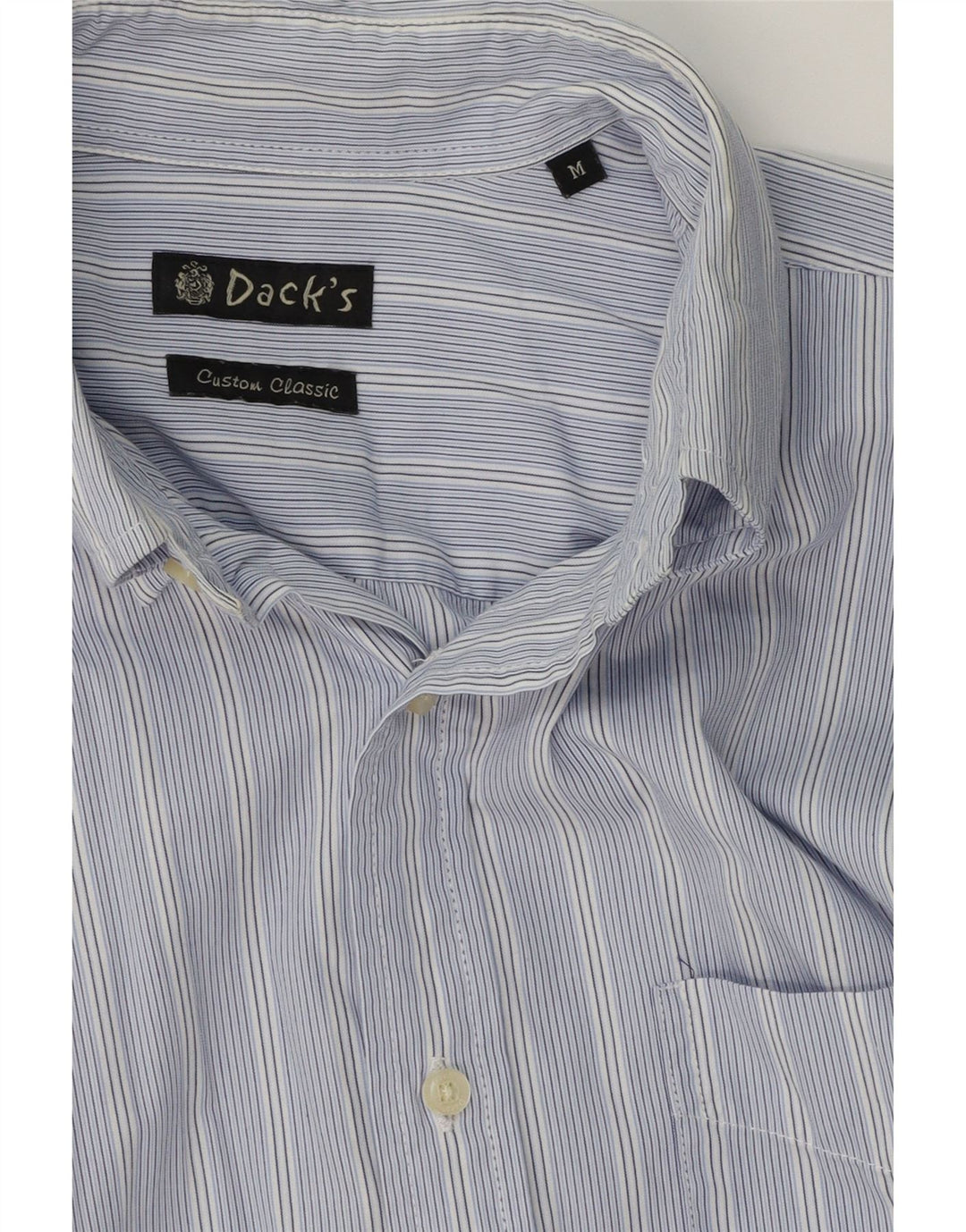 DACK'S Mens Classic Fit Custom Fit Shirt Medium Blue Striped Cotton Vintage Dack's and Second-Hand Dack's from Messina Hembry 