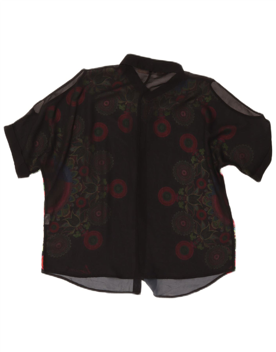 DESIGUAL Γυναικεία See Through Μπλούζα UK 16 Large Black Floral