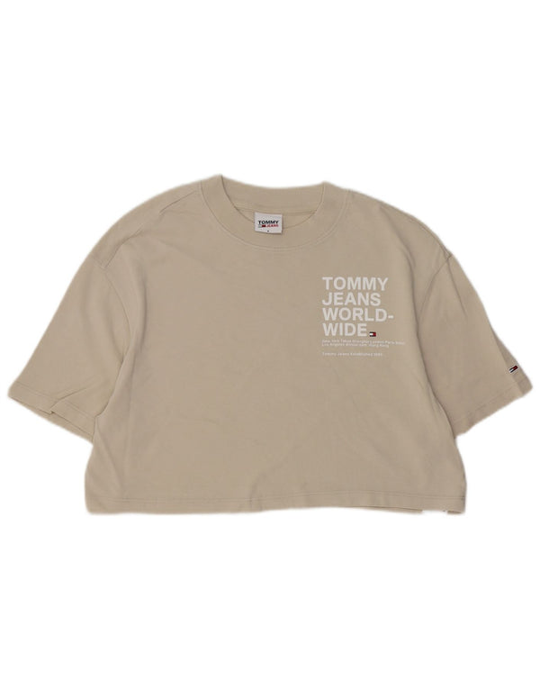 Γυναικείο γραφικό μπλουζάκι TOMMY HILFIGER Oversized Crop Top 10 Small Beige