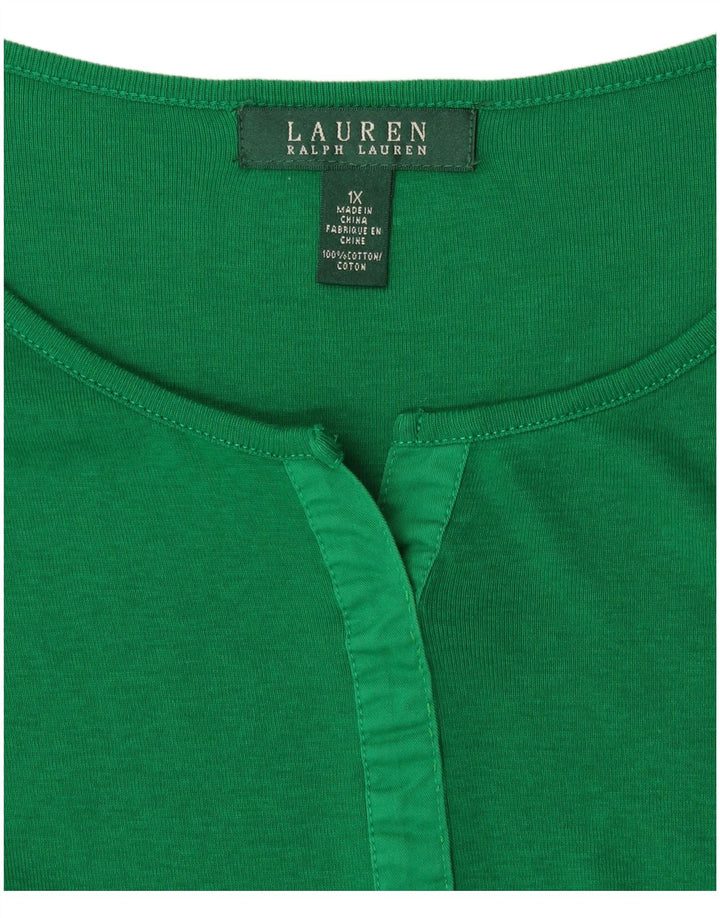 RALPH LAUREN Γυναικείο τοπ μακρυμάνικο UK 18 XL πράσινο βαμβακερό