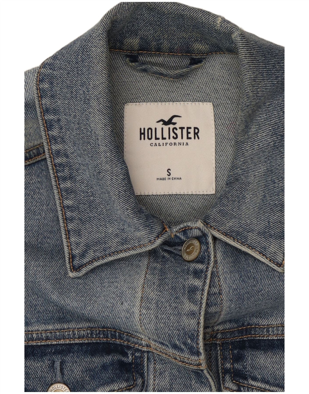 HOLLISTER Γυναικείο τζιν μπουφάν UK 10 Small Blue Cotton