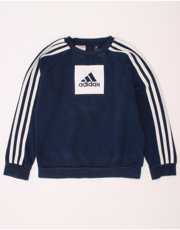 Γραφικό Φούτερ Adidas Boys Jumper 7-8 Years Navy Blue Cotton
