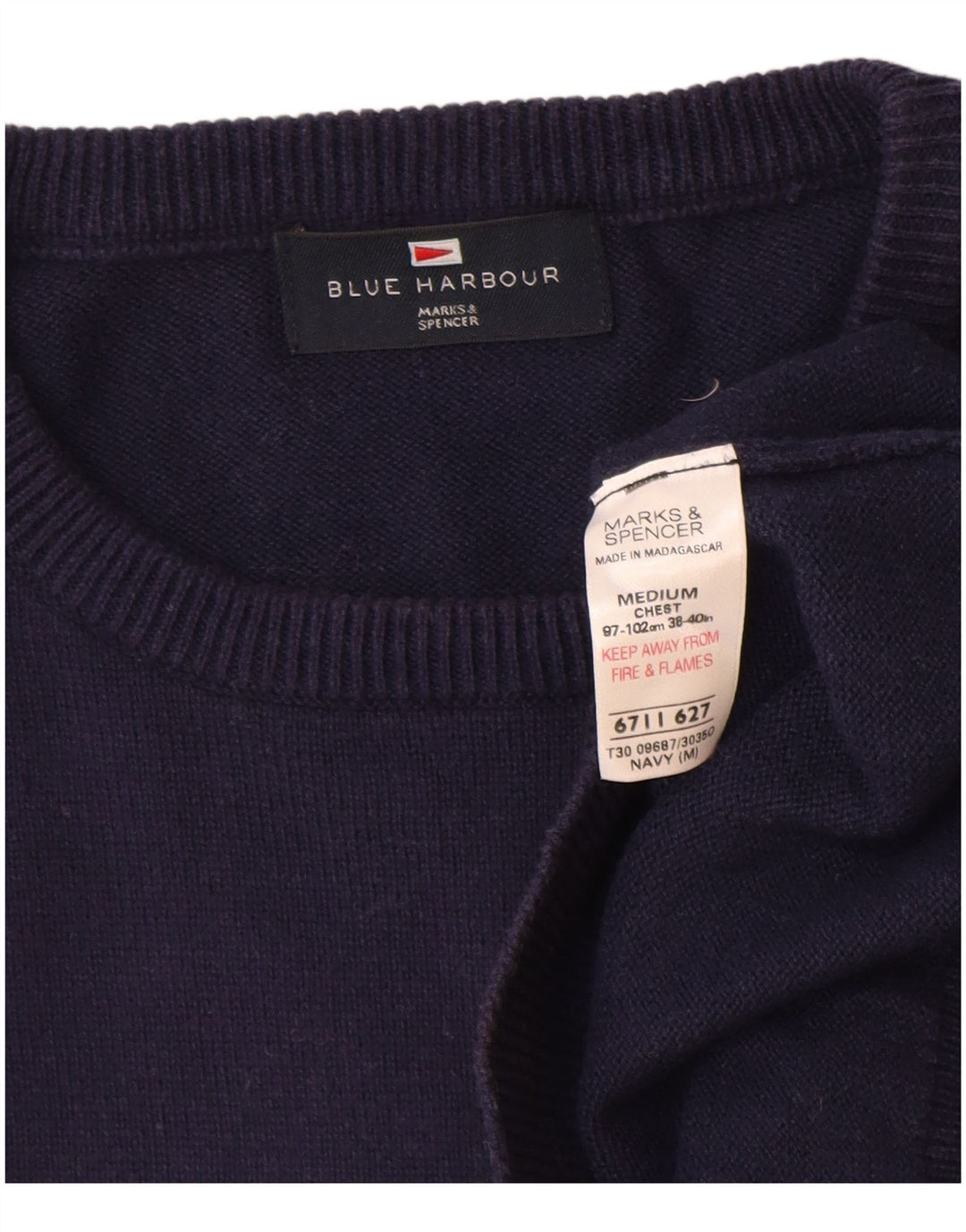 Ανδρικό πουλόβερ Marks & Spencer Blue Harbour Crew Neck Jumper Medium Navy Blue