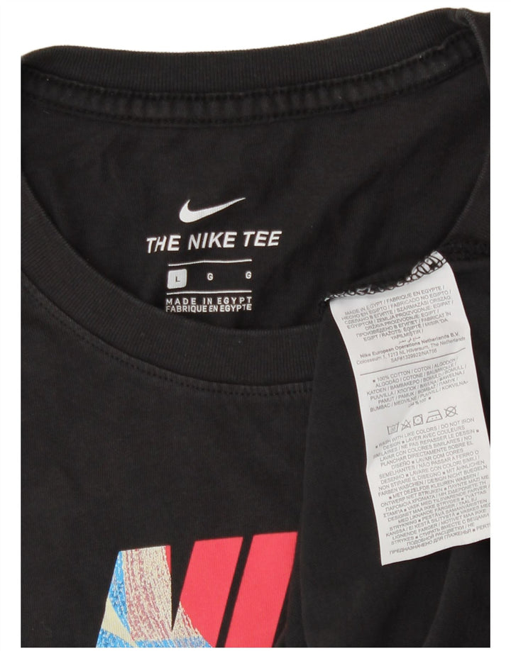 Ανδρικό γραφικό μπλουζάκι Nike, μεγάλο μαύρο βαμβακερό