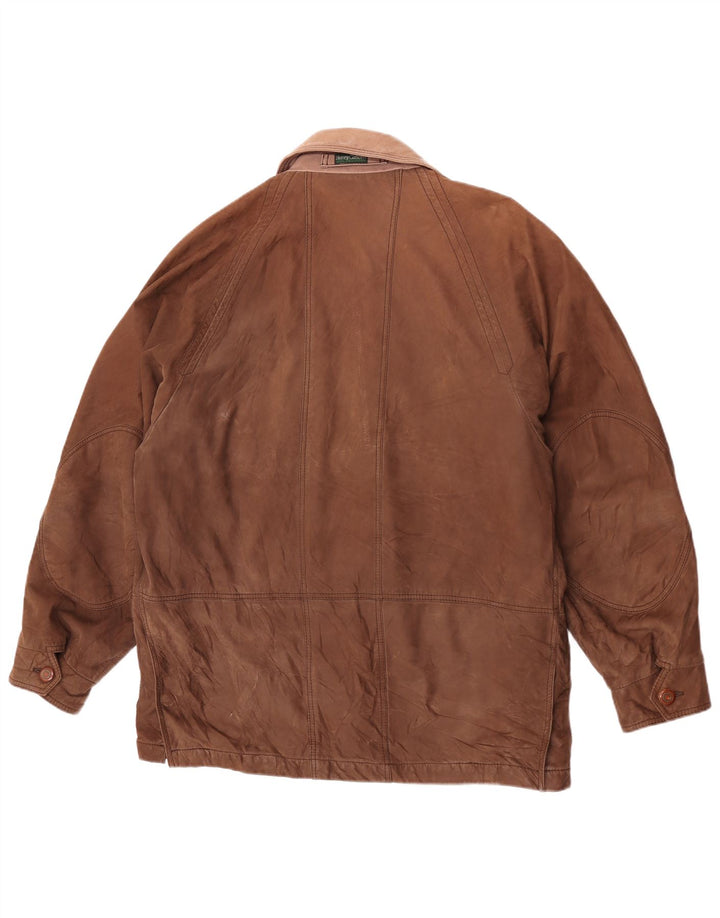 Henry Cottons Ανδρικό σκληρό δερμάτινο μπουφάν IT 50 μεγάλο καφέ δέρμα