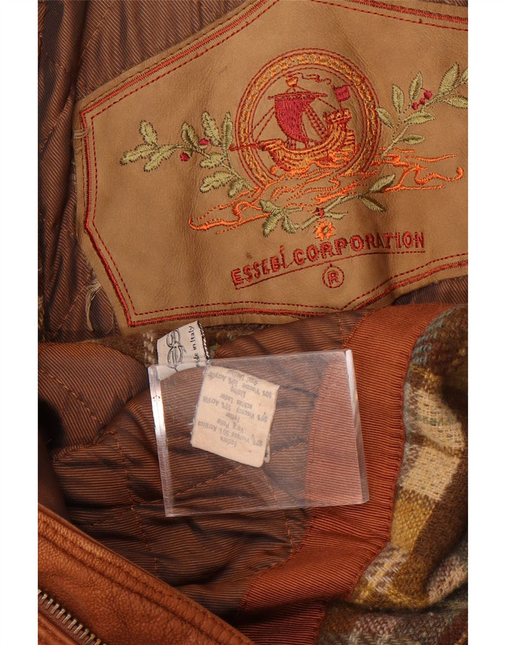 Essebi Ανδρικό Δερμάτινο Μπουφάν UK 40 Μεγάλο Καφέ Δερμάτινο