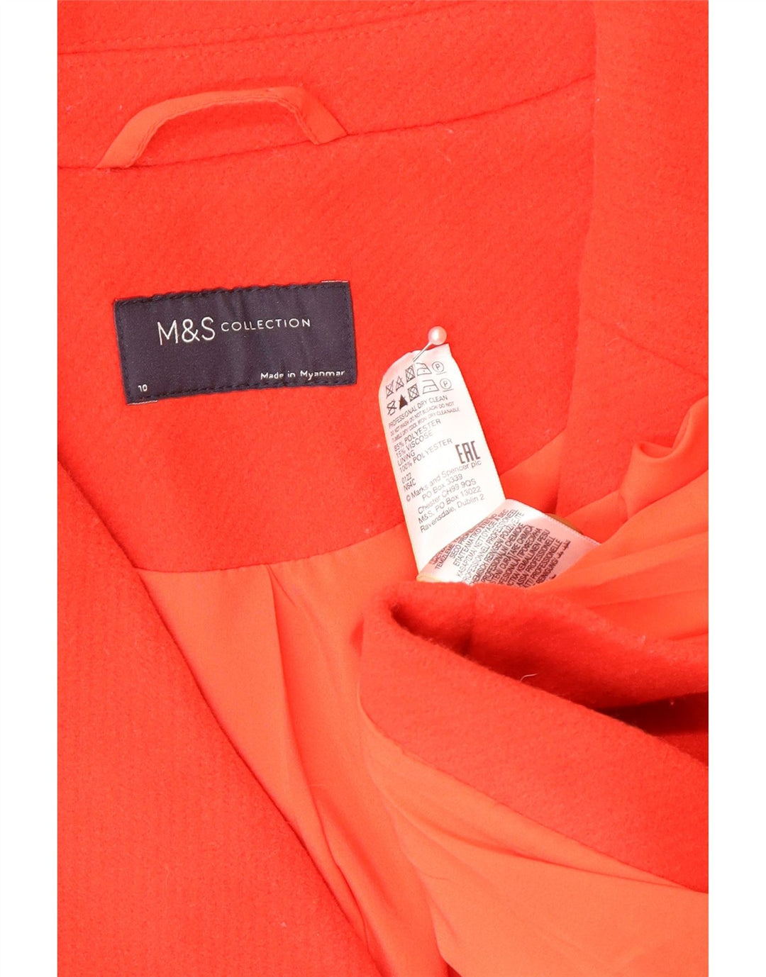 Marks & Spencer Γυναικείο Oversized Πανωφόρι UK 10 Small Red Polyester